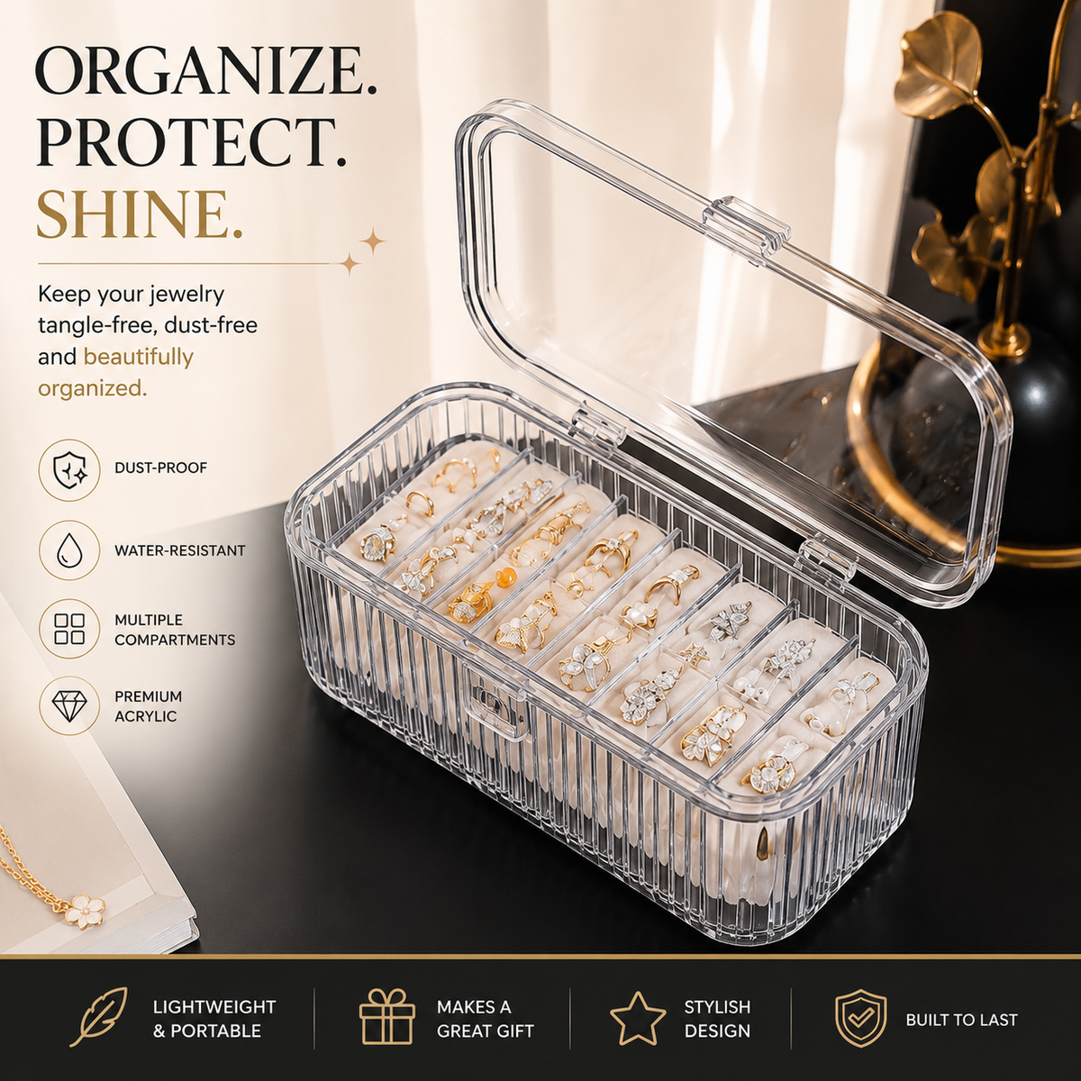 Acrylic Jewelry Organizer Box (Set of 10)